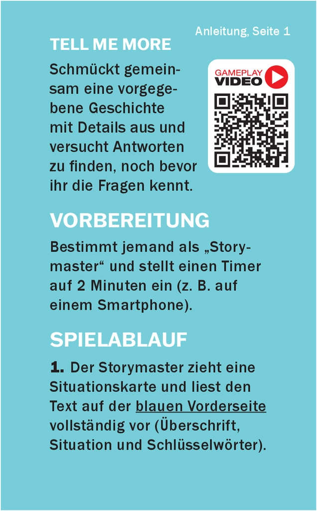 Tell Me More - Das kreative Geschichtenspiel für Gruppen