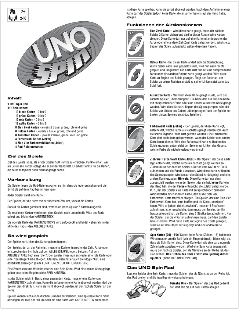 UNO Spin Spielanleitung und Regeln für ein spannendes Kartenspiel
