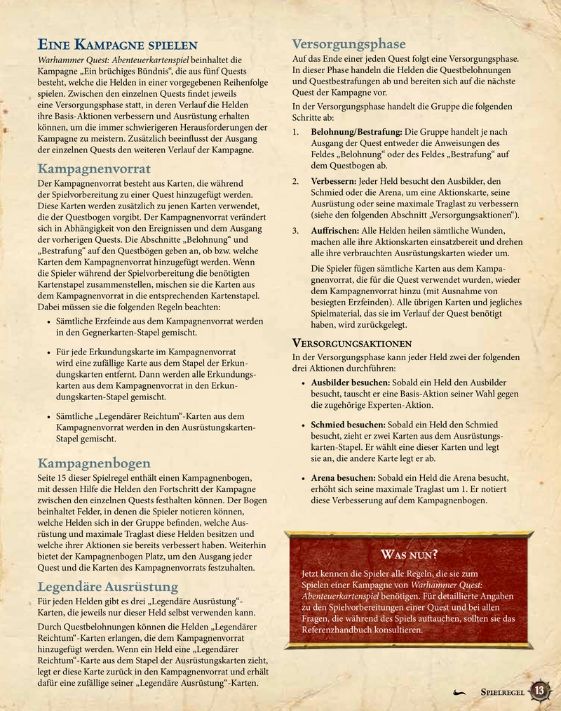 Warhammer Quest: Abenteuerkartenspiel - Spielanleitung und Regeln
