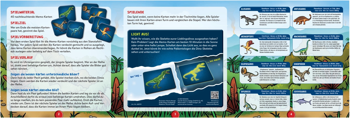 Welcher Dino leuchtet da? - Nachtleuchtendes Memo-Spiel für Kinder
