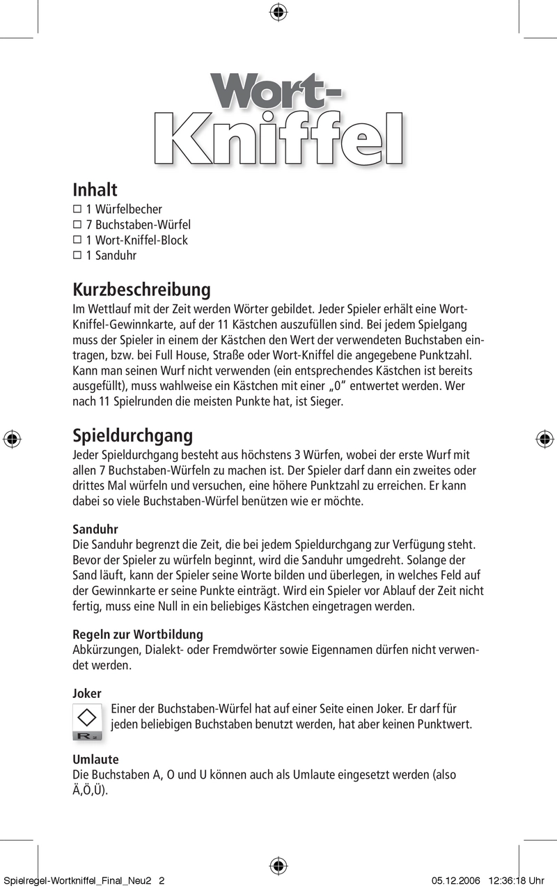 Wort-Kniffel - Clever Würfeln mit Buchstaben